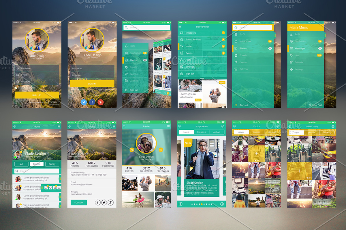SLADE IOS UI KIT DESIGN, an UI Kit Template by Sladedesign (Photo 2 of 3)