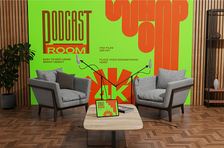 Podcast Room Mockup, an iPad Mockup by zphotographystudio