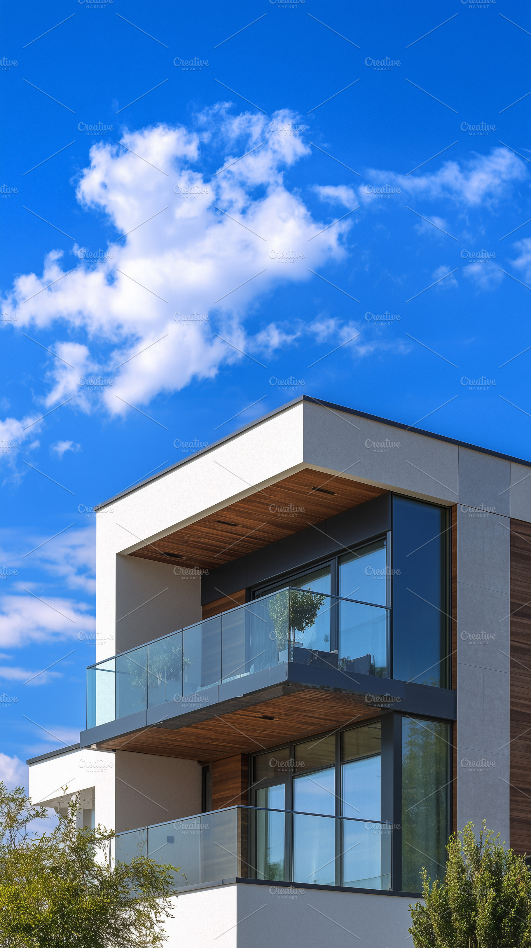 Stylish modern house with windows, an Architecture Photo by MistyDay