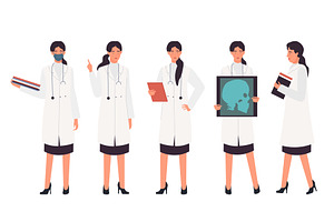 Female Doctor Poses in Medical, a Healthcare Illustration by Flashvector
