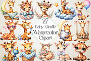 Baby Giraffe Watercolor Clipart, an Illustration by DreamPrint404 (Thumbnail 1 of 6)