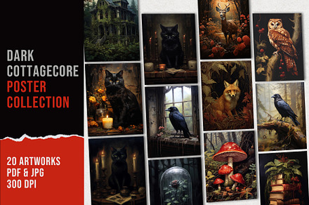 DARK COTTAGECORE Poster Bundle, a Wallpaper Graphic by AYAKA Studio Co.