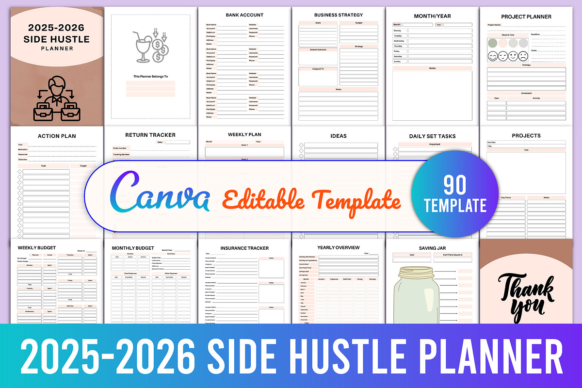 2025-2026 Side Hustle Planner, a Print Template by Designmela01 (Photo 1 of 4)