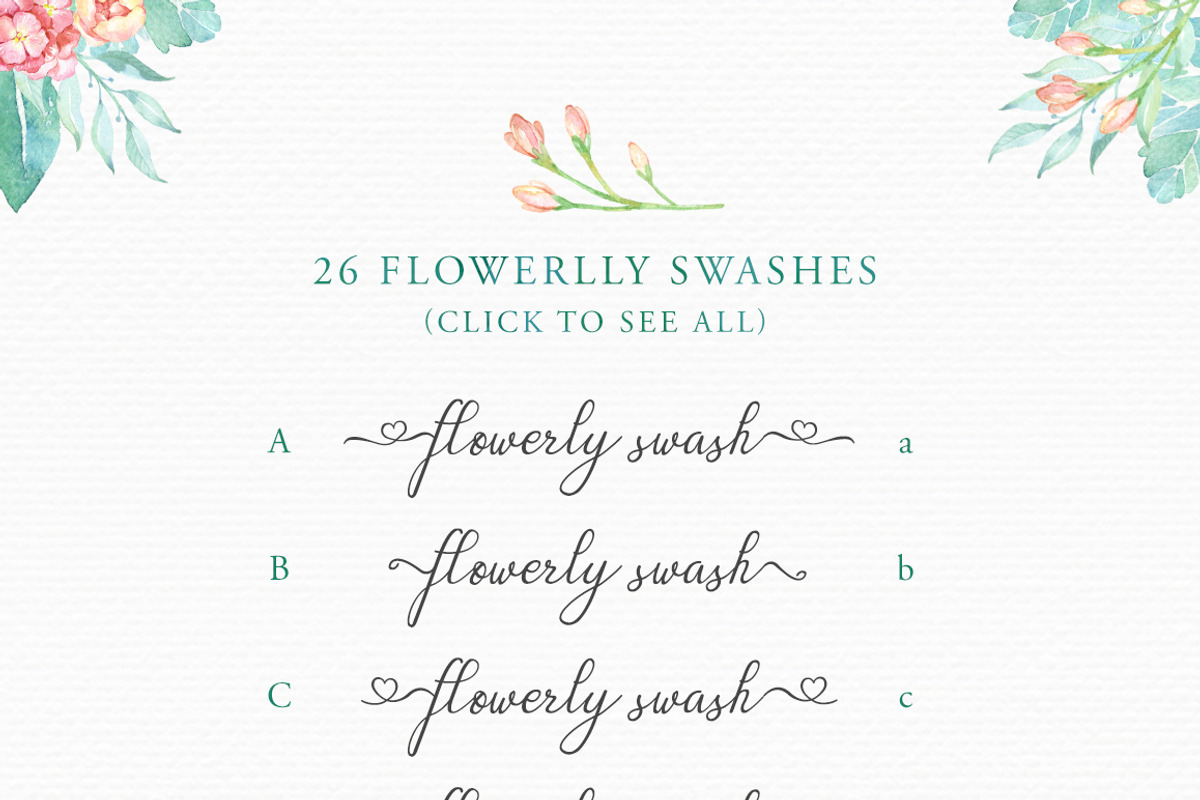 Flowerlly Typeface with Swashes preview 2