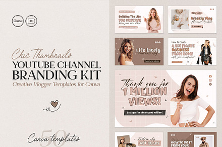 Chic YouTube Channel Branding Kit, a Social Media Template by Emmartstudio