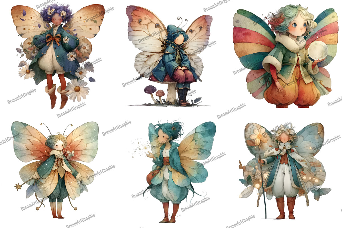 Whimsical Butterfly Fairy Clipart, an Illustration by DreamArtGraphic (Photo 4 of 5)