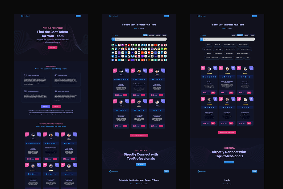 Dark Talent Marketplace in Figma preview 2
