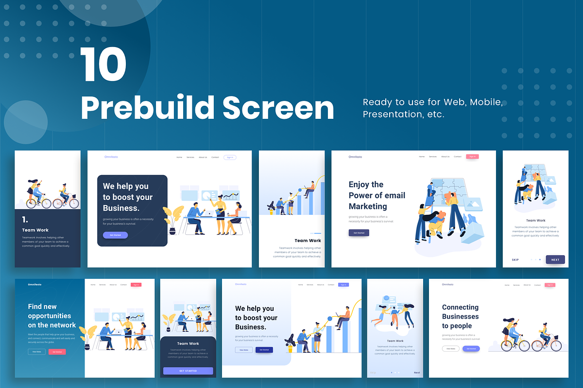 Teamwork Colorful Illustration Pack, an UI Kit Template by Graphicdunk (Photo 5 of 5)
