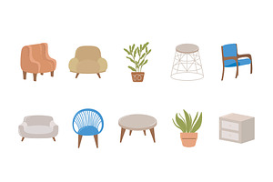 House Furniture Illustration Set, a Templates & Theme by studiogstock