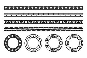 Geometric silhouette border pattern, a Pattern Graphic by Saba Vector