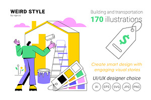 170 Building and transportation set, a Templates & Theme by Visual Generation