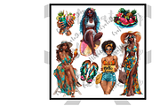 Black Woman Summer girls clipart, an Illustration by CraftCrateShop (Thumbnail 3 of 6)