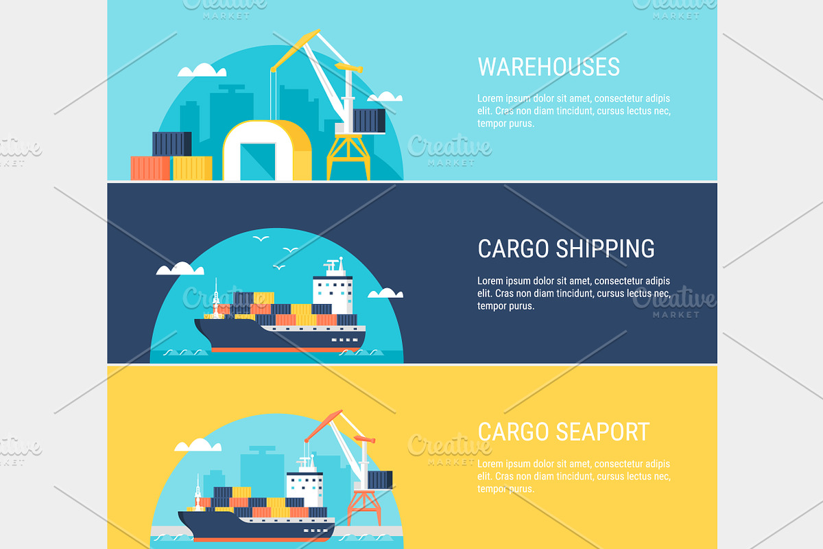 Cargo Shipping and Storage Set, a Transportation Illustration by Julia Batsheva (Photo 2 of 3)