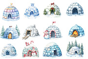 Watercolor Igloo Clipart, an Illustration by Designworld (Thumbnail 3 of 5)