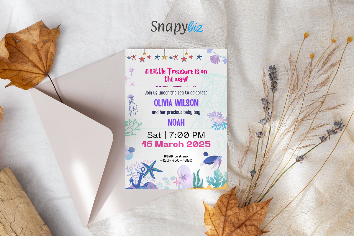Under The Sea Baby Shower Invitation, an Invitation Template by Snapybiz (Photo 10 of 10)