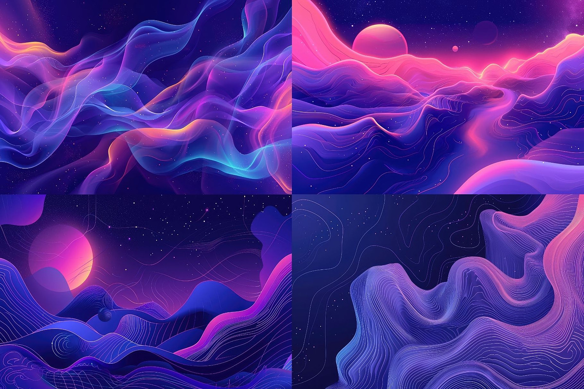 32 Ethereal Neon Dreamscapes, a Decorative Illustration by HipFonts (Photo 4 of 9)