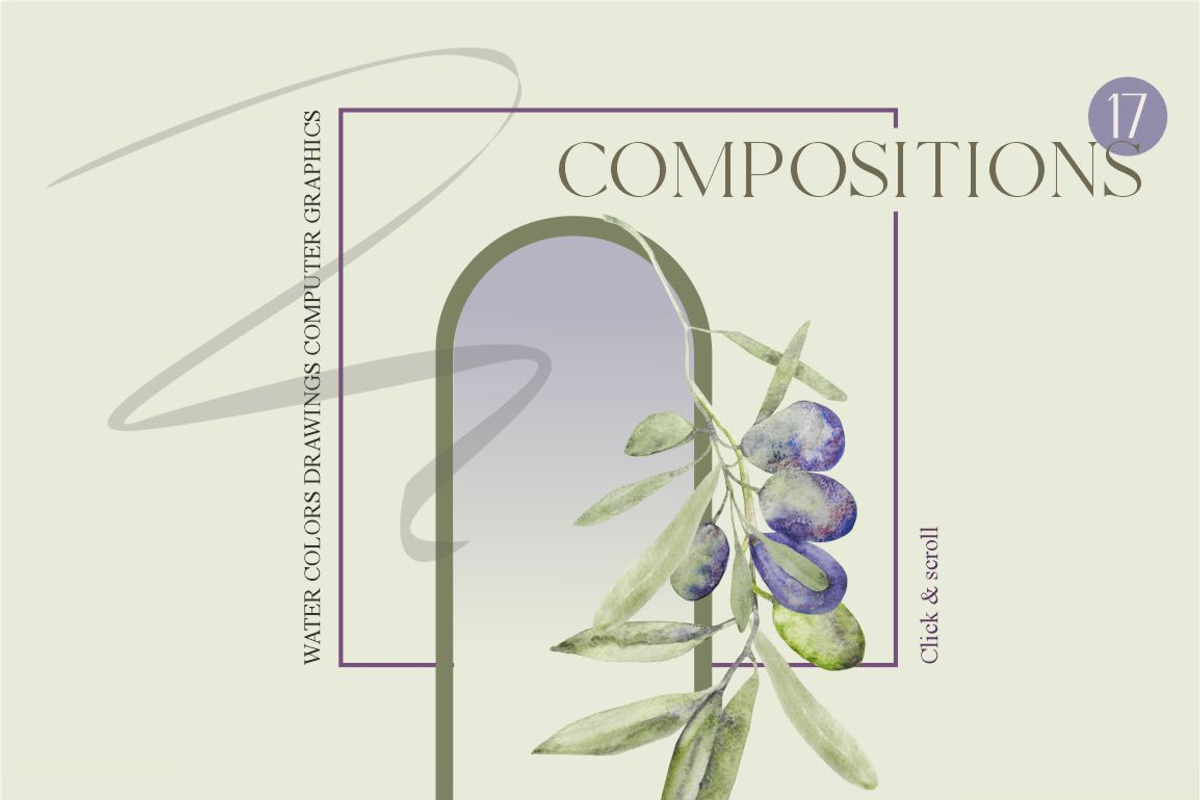OLIVE - watercolor set, an Object Graphic by Collection by VY (Photo 5 of 14)