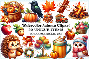 Watercolor Autumn Clipart, an Illustration by Craft Nest (Thumbnail 1 of 5)