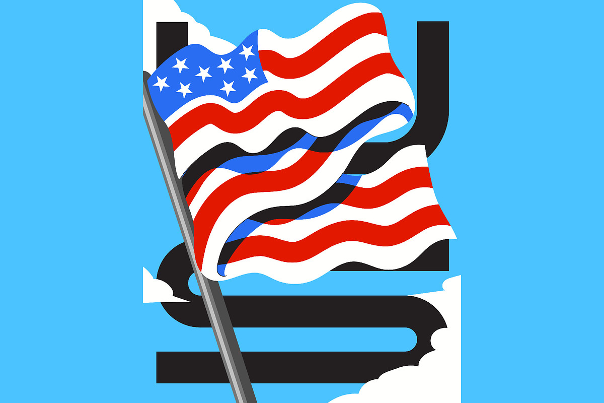 Blue Flat 4th Of July Illustration, an Illustration by graphicook