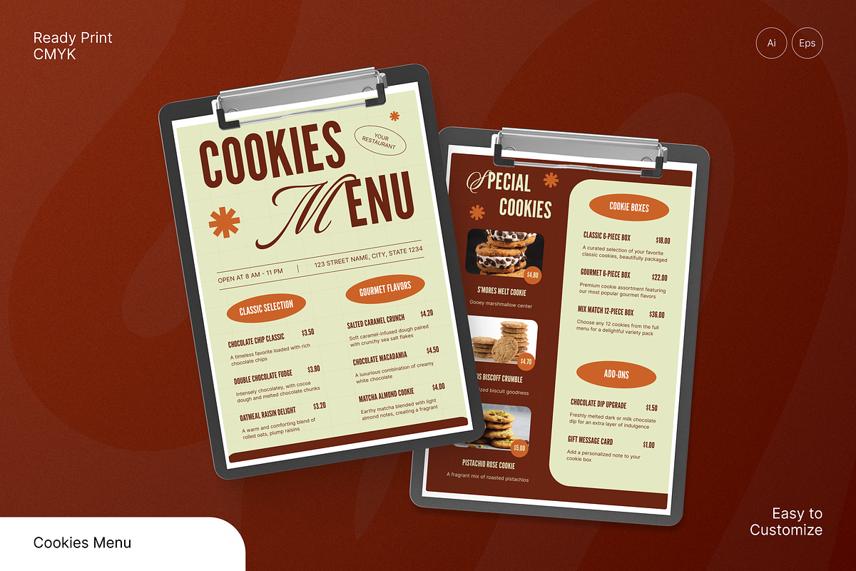 Cookies Menu, a Flyer Template by Annora Studio (Photo 1 of 6)