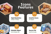 Isometric Room 3D Illustrations, an Architecture 3D Model by Rakata Studio (Thumbnail 2 of 7)