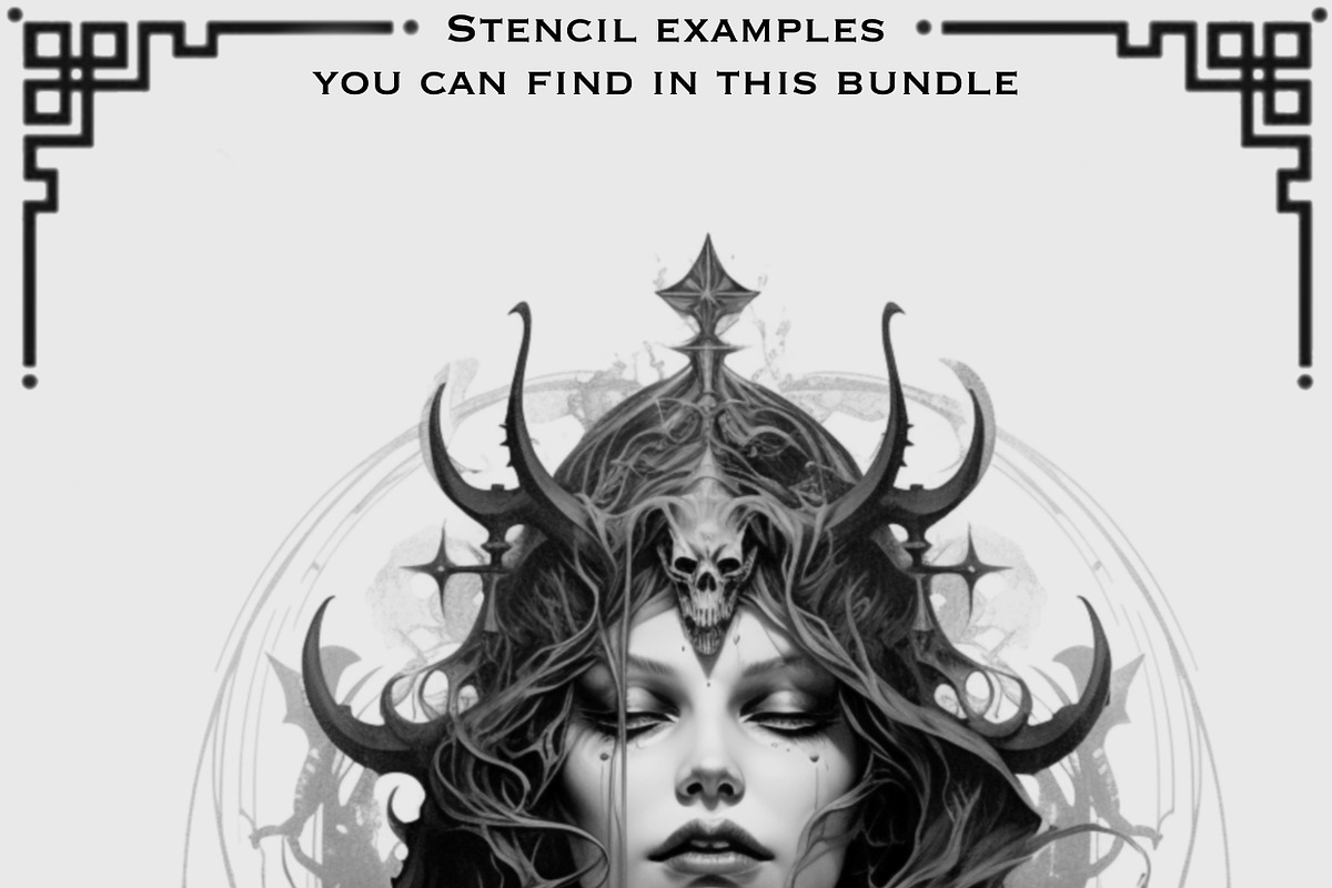 Gothic Girls tattoo flash bundle, a Brush Add-On by ProcreateInk (Photo 11 of 11)