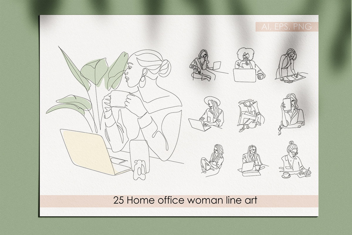 Woman Working at Home Office, a Branding & Logo Template by velychko.ua (Photo 9 of 12)