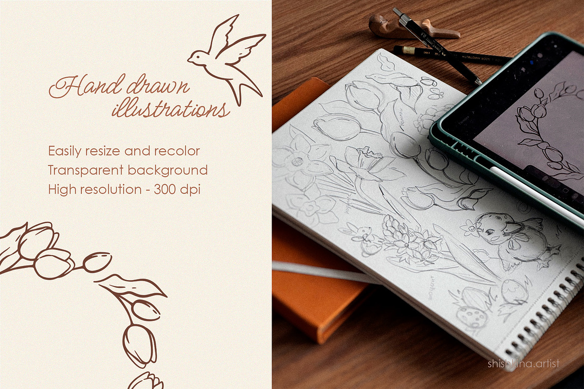 Easter & Spring Clipart Set, a Seasonal Illustration by shishkina.artist (Photo 3 of 9)