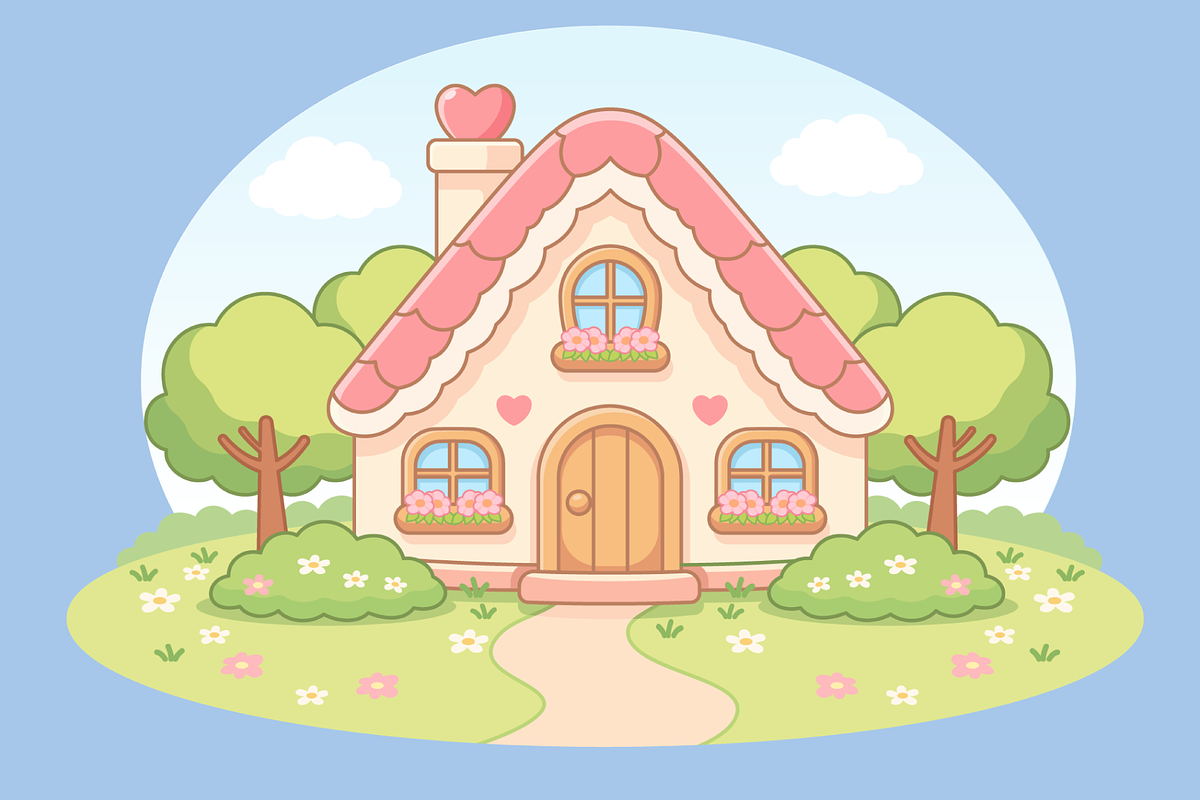 Sweet Cute Fairy House Cartoon, a Decorative Illustration by Artpon Illustration (Photo 3 of 3)