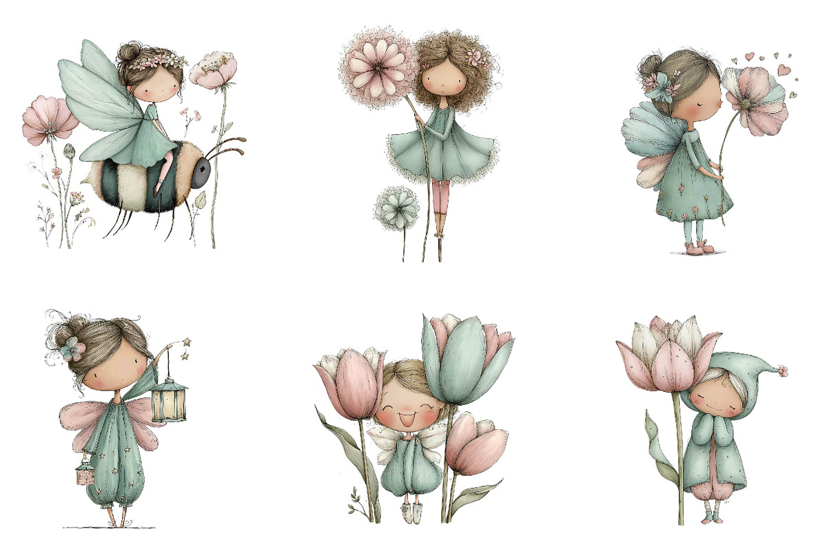 Whimsical Spring Fairy Clipart, an Illustration by CreationArt (Photo 4 of 7)