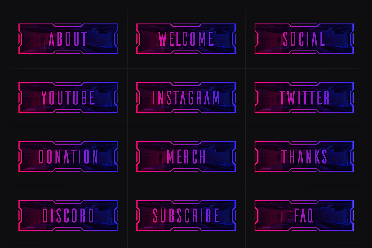 Cyberpunk | 18 Twitch Panels, a Social Media Template by SageDsgn (Photo 2 of 6)