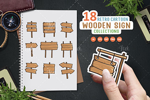 Set of wooden street signs design, a Graphic by Allmostudio