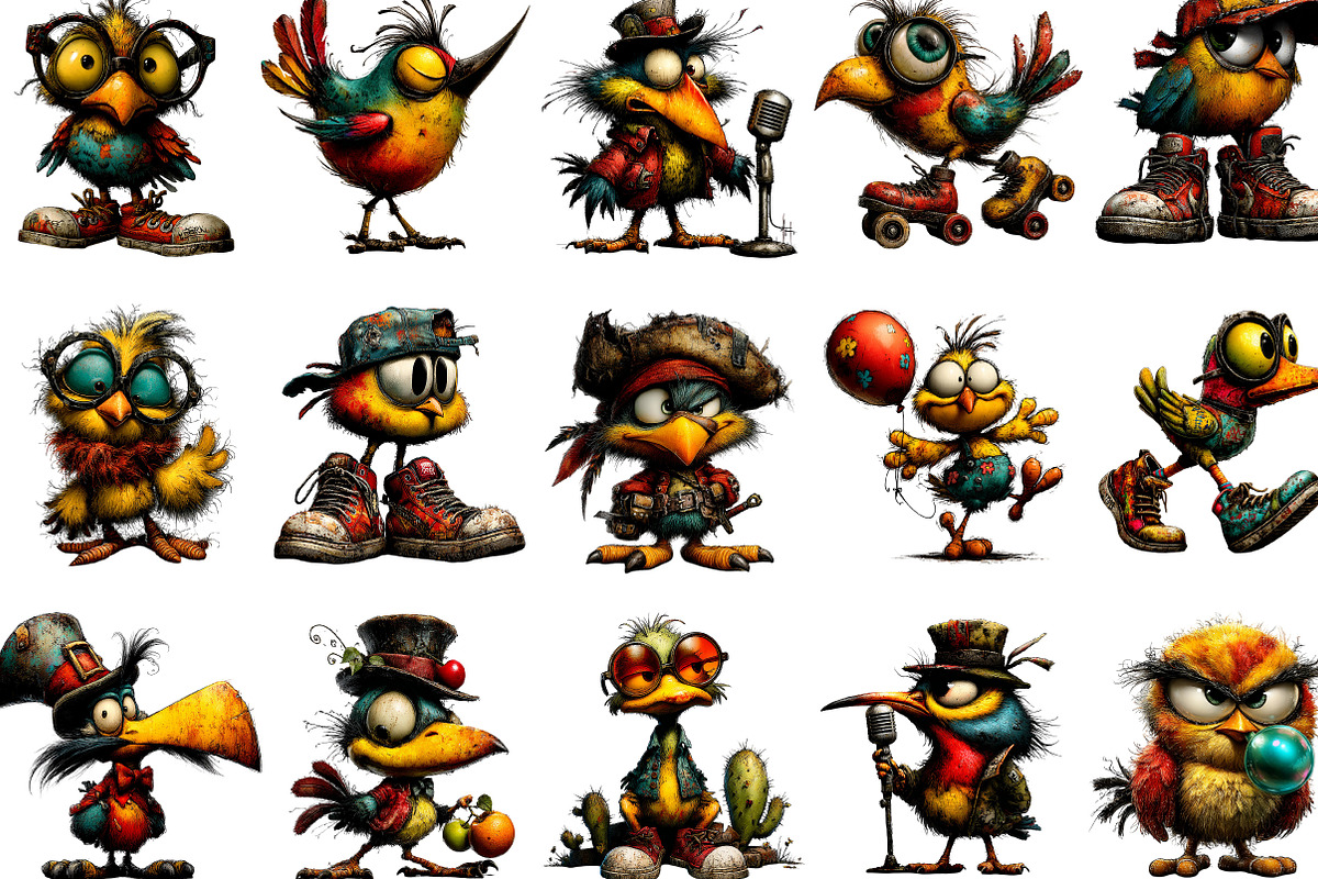 Quirky Funny Bird Clipart, an Illustration by Designking (Photo 3 of 5)