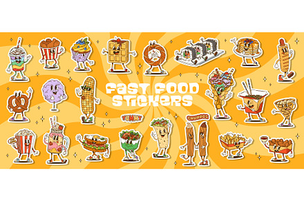 Groovy fast food characters, a Food Illustration by Buch&Bee
