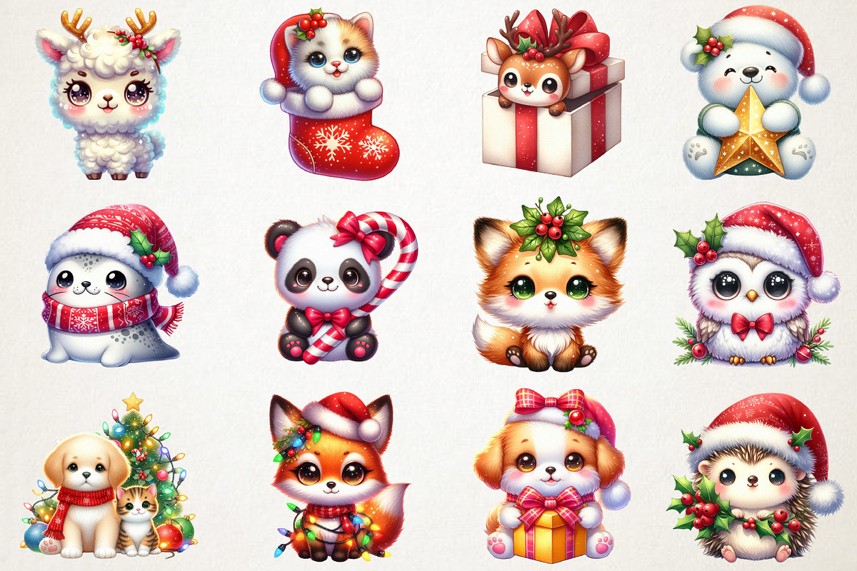 Kawaii Christmas Animals – PNG, an Illustration by RobertsArt (Photo 6 of 7)