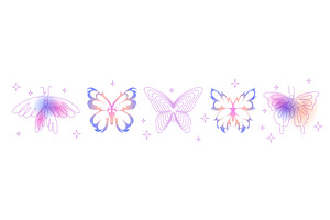 Y2k butterfly set with gradient, an Animal Illustration by art PVP - market
