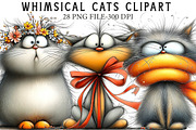 Whimsical Cats Clipart, an Illustration by Libby Wishes (Thumbnail 1 of 6)