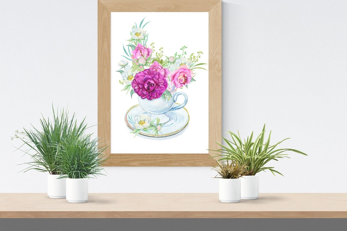 Flower bouquet Watercolor, an Illustration by MitrushovaArt (Photo 2 of 6)