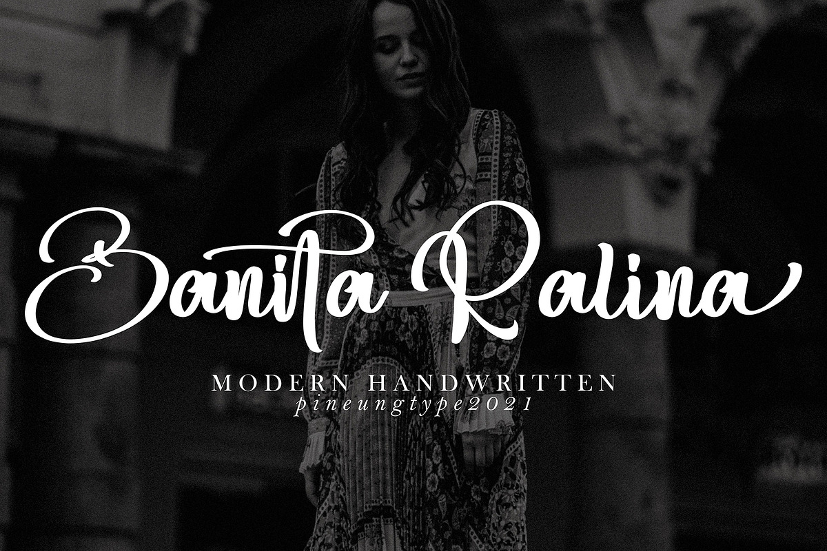Banita Ralina, a Script Font by pineungtype (Photo 1 of 11)