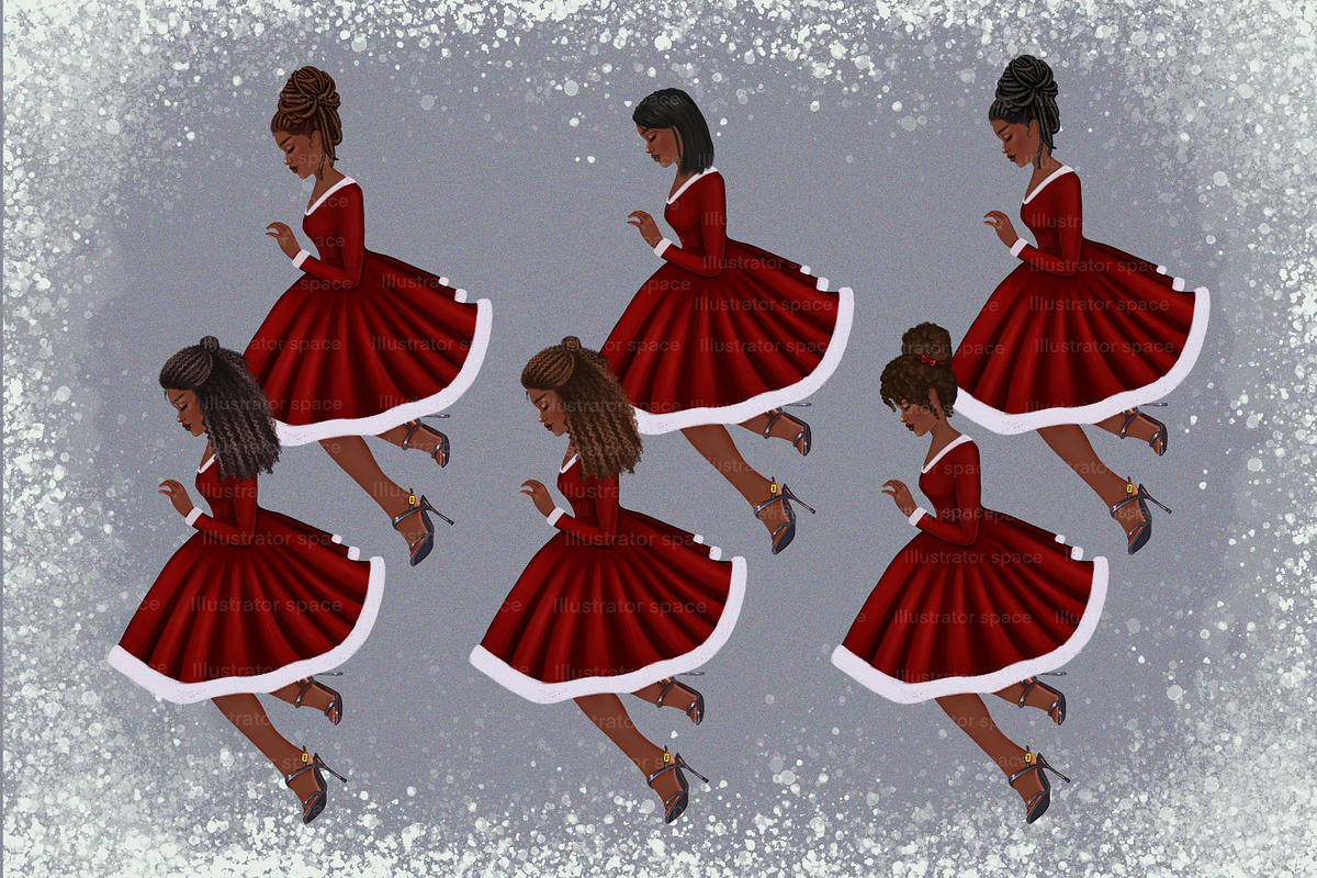 Christmas girl with gifts clipart, an Illustration by Illustrator Space (Photo 5 of 8)