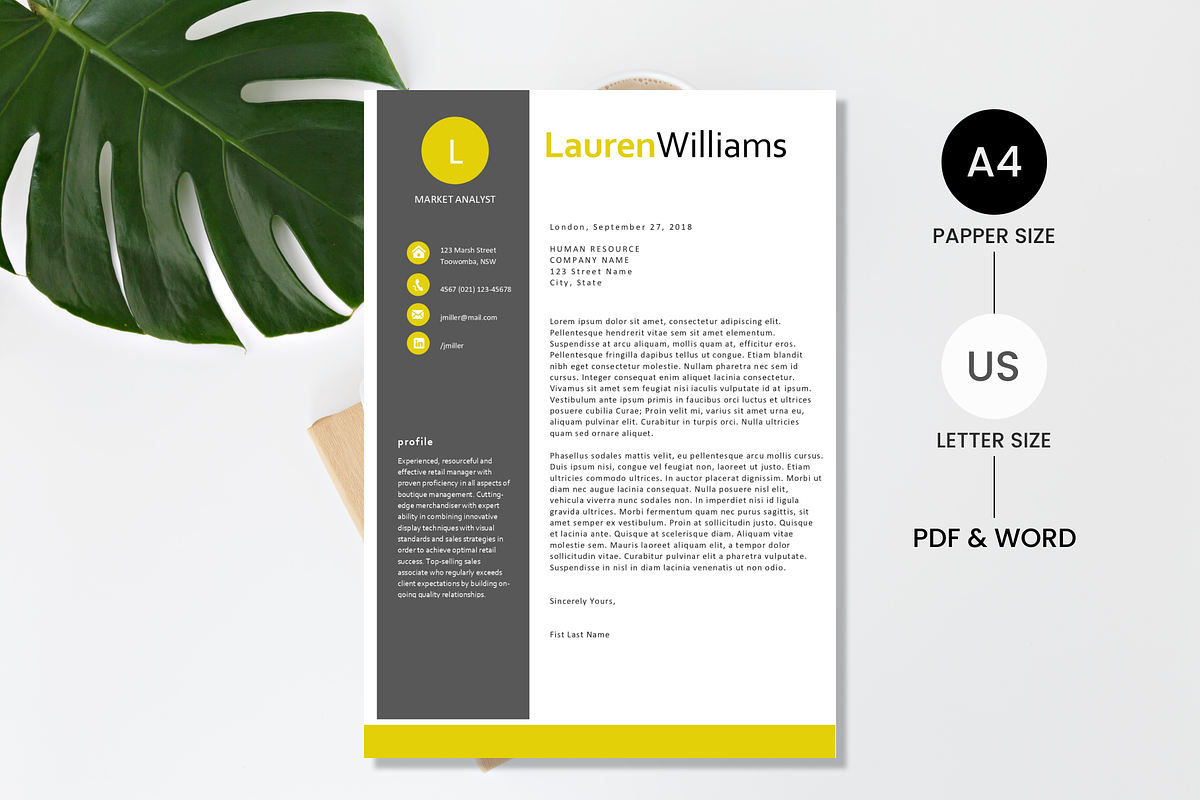 Simple Resume / CV / Cover Letter, a Resume Template by Vowly Std