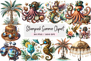 Steampunk Summer Clipart Bundle, a Seasonal Illustration by DreamArtGraphic (Thumbnail 1 of 4)