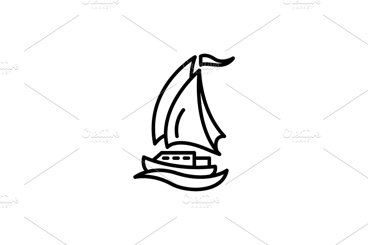 yacht linear vector icon. sail yacht, an Outline Icon by Anno Urbis