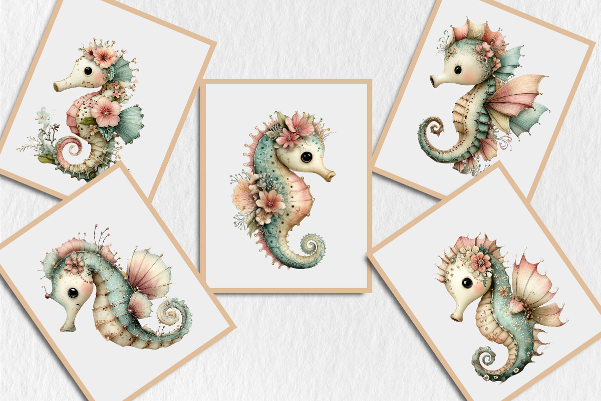 Summer Funny Seahorse Clipart, a Seasonal Illustration by Rose Art (Photo 6 of 6)