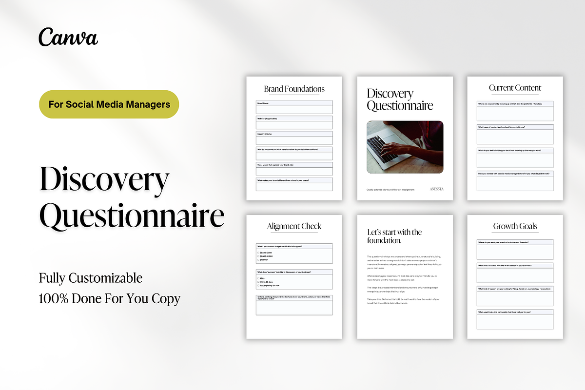 Discovery Questionnaire Template for Social Media Managers