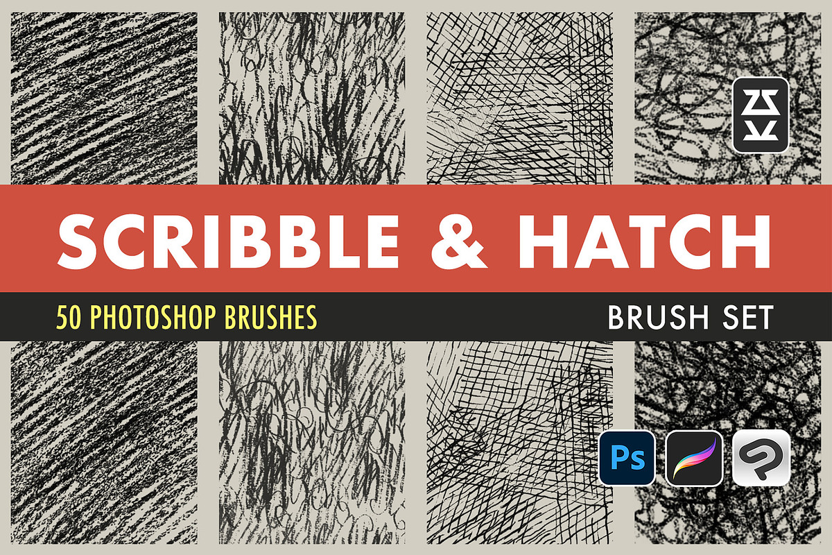 Scribble and Hatch Brush Set, a Brush Add-On by Zsolt Kosa Art (Photo 1 of 6)