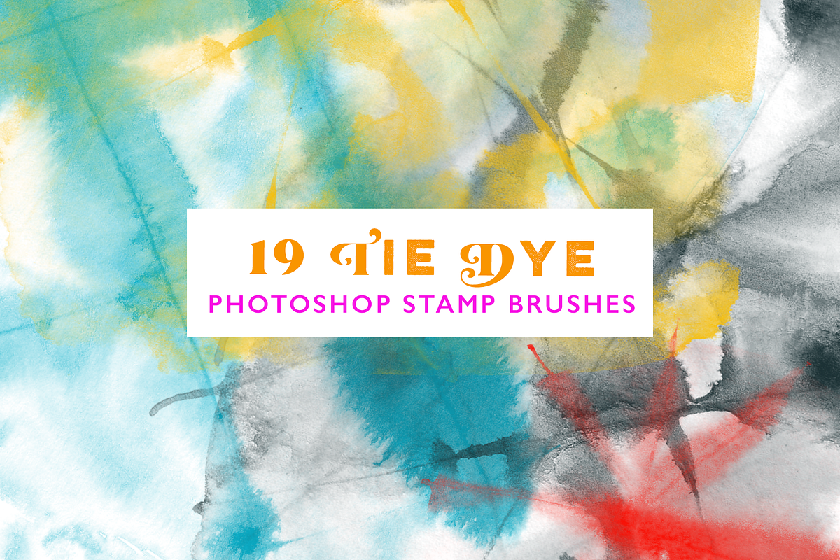 19 Tie Dye Photoshop Stamp Brushes, a Brush Add-On by CC CREATIVE CO (Photo 2 of 10)