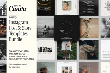 Luxury Social Media Templates pt. 2, a Social Media Template by Brand & Bloom