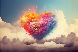 Whimsical Rainbow Cloud Love