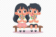 Cute Kids Enjoying Lollipop, a Person Illustration by Partikusi Design (Thumbnail 3 of 3)